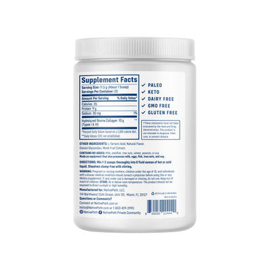 NativePath Collagen Peptides - Hydrolyzed Type 1 & 3 Collagen. Keto & Paleo Grass-Fed Protein Powder for Hair Skin Nails Bones Joints Digestion and More - No Gluten or Dairy (Wild Berry 230g)