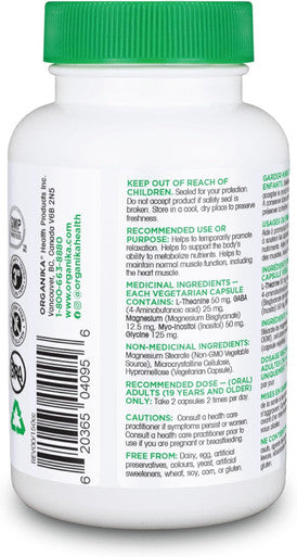Organika Mind Calm- With Magnesium Bisglycinate, L-Theanine, Gaba, Inositol- Promotes Relaxation And Calm Without Drowsiness- 120Vcaps