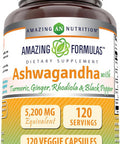 Amazing Nutrition Formulas Ashwagandha Supplement | 5200 Mg Per Serving | 120 Veggie Capsules | Non-GMO | Gluten- | Made in USA