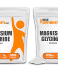 Bulk Supplements Potassium Chloride Powder 1KG & Magnesium Glycinate Powder 1KG Bundle