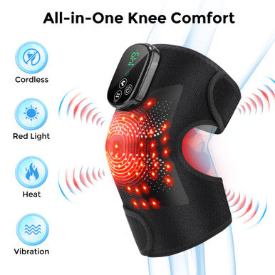 Democe Cordless Red Light Therapy For Knee Knee Massager With Heat Heated Knee Brace Knee Massger For Pain Relief Upgrade 4 Massage Area Knee Brace 660Nm & 850Nm Red Light For Knee Elbow Shoulder