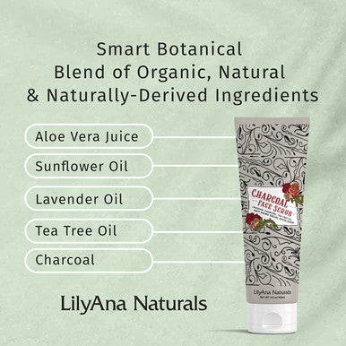 LilyAna Naturals Charcoal Face Scrub 3 Oz and Vitamin C Serum 1 Oz Bundle AntiAging Facial Exfoliator and Face Serum with Hyaluronic Acid and Vitamin E Anti Aging Serum for Women and Men