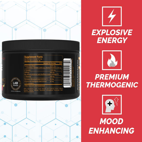 Pescience Alphamine Thermogenic Pre Workout Fat Burner Pre Workout Energy Powder With L-Carnitine Sour Green Apple 60 Scoops