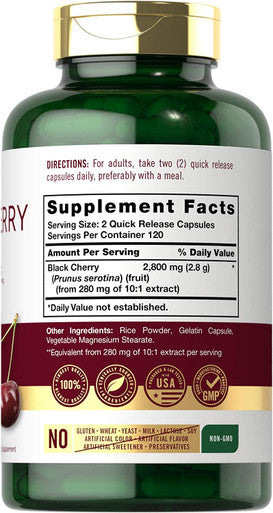 Carlyle Black Cherry Extract Concentrate | 2800 mg | 240 Capsules | Non-GMO and Gluten Free Formula | Prunus Serotina Supplement