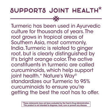 Nature'S Way Turmeric Extract, 95% Curcuminoids, 500 Mg Per Serving, 60 Tablets