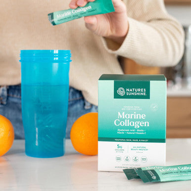 Nature'S Sunshine Marine Collagen - Premium Wild-Caught Alaskan Pollock Collagen Powder - Unflavored To-Go Sticks To Support Radi