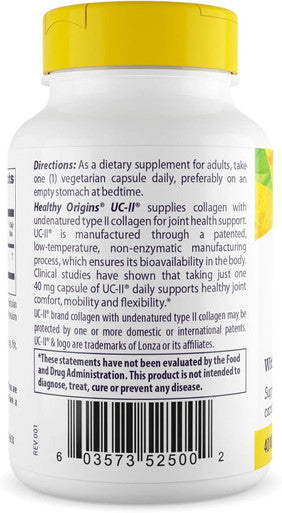 Healthy Origins - Natural UC II x 60 Vegetable Capsules | Joint Health Supplement | Type II Collagen | Gluten-Free | Soy-Free | Dairy-Free