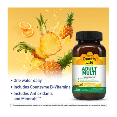 Country Life Chewable Adult Multi - With Antioxidants And Activated B Vitamins - 60 Wafers