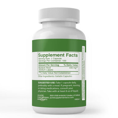 PURE ORIGINAL INGREDIENTS Burdock Root, (100 Capsules) Always Pure, No Additives Or Fillers, Lab Verified