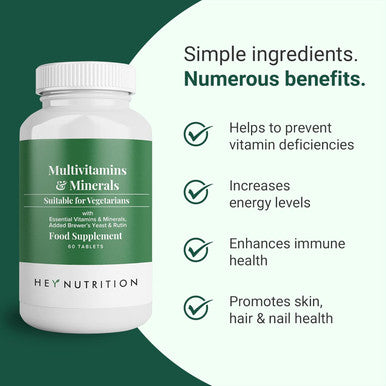 Hey Nutrition Advanced Multivitamins & Minerals - Essential Nutrients Rutin and Added Brewer's Yeast - Immune Boosting Prevent Vitamin Deficiencies & Energy Levels - Non-GMO 60 Vegetarian Tablets