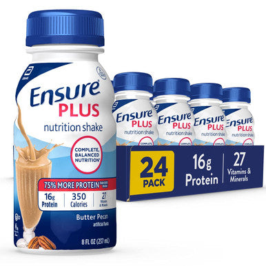Ensure Plus Nutrition Shake With 16 Grams Of Protein Meal Replacement Shakes Butter Pecan 8 Fl Oz & Original Butter Pecan Nutrition Shake | Meal Replacement Shake | 24 Pack