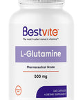 L-Glutamine 500mg per Capsule (240 Capsules) - No Dicalcium Phosphate - No Stearates - Non GMO - Gluten Free