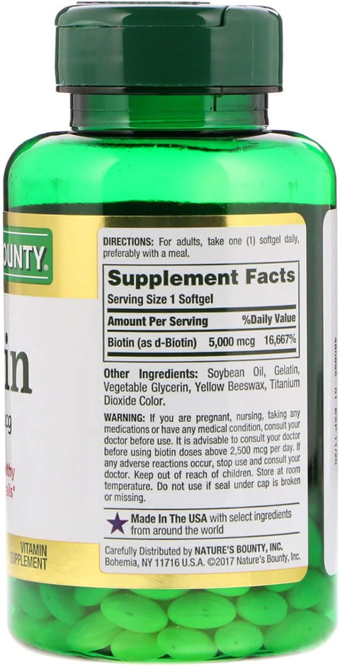 Set Of 2 NatureS Bountya' Biotin 5000 Mcg 150 Softgels