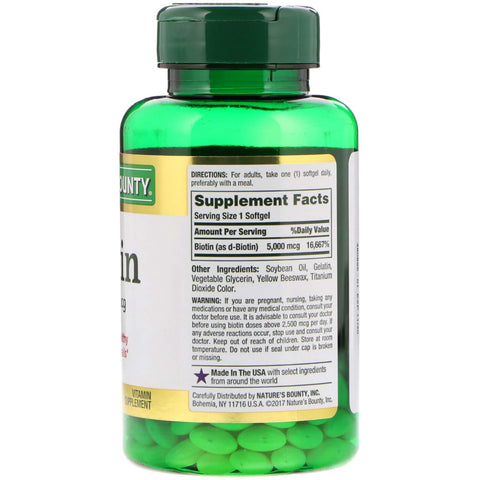 Set Of 2 Nature'S Bounty Biotin 5000 Mcg 150 Softgels
