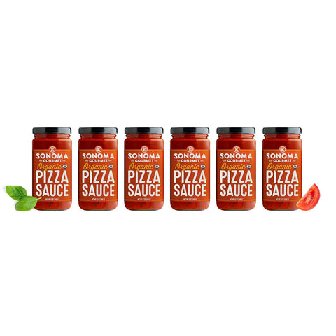 Sonoma Gourmet Organic Pizza Sauce | Made With Fresh Organic Tomatoes & Sweet Basil | Vegan & Gluten-Free | No Sugar Added | 12 Ounce Jars (Pack of 4)