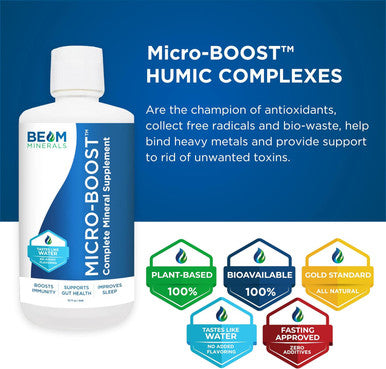 Beam Minerals Micro-Boost Humic Mineral Blend Plant-Based Multi Minerals Supplement & Electrolytes Liquid Micronutrients Supplements Deficiency Support Pure Natural Antioxidant Keto Friendly