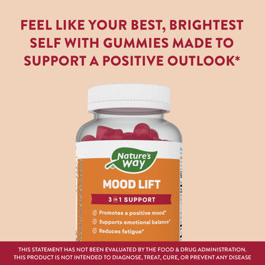 Nature'S Way Mood Lift Gummies, Reduces Fatigue*, With Affron Saffron And Vitamin D3, 90 Gummies