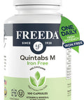 Freeda One Daily Multivitamin Without Iron - Quintabs-M Iron-- Kosher, Balanced Multivitamin Supplements For Adults, Men & Women'S Health Complete Multivitamins (100 Capsules)