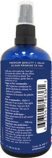Promise Vitamin B12 Sublingual Spray 1000mcg, Instant Bioavailability, Boost Energy Production, Natural Berry Flavour, Made in Canada (60ml + 40ml FREE - 625 sprays)