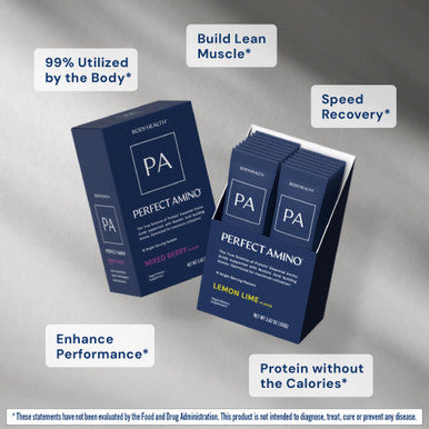 BodyHealth PerfectAmino Powder - BCAA and EAA Powder for Pre and Post Workout - Amino Acid Energy Drink for Men and Women to Support Lean Muscle and Recovery - Vanilla - Stick Packs - 15 Servings