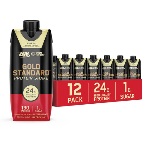 Optimum Nutrition Gold Standard 24g Protein Shake, Vanilla, 12 Ct