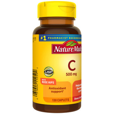Nature Made Vitamin C 500 Mg With Rose Hips Dietary Supplement For Immune Support 130 Caplets 130 Day Supply