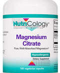 NutriCology Magnesium Citrate WellAbsorbed Bone and Stress Support 180 Vegetarian Capsules
