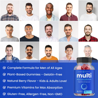 Multivitamin For Men 14+ Mens Multivitamin Gummies, 240 Count Vitamins A, B, C, D, E, Biotin, Zinc Mens Gummy Multivitamins Supplement Chewable Daily Multi Gummy Vitamins For Men (2 Pack)