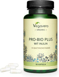 Probiotics & Prebiotics VegaveroÃƒâ€šÃ‚Â® | 100% Organic | 10 Strains (Lactobacillus + Bifidobacterium) | 4 Billion Active Bacteria & Inulin from Agave | 90 Vegan Capsules | No Additives