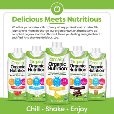 Orgain Organic Nutritional Shake Strawberries Cream Meal Replacement 16g Protein 11 Ounce Pack of 12 Grass Fed Clean Protein Shake Creamy Chocolate Fudge Meal Replacement 11 oz 12 Count