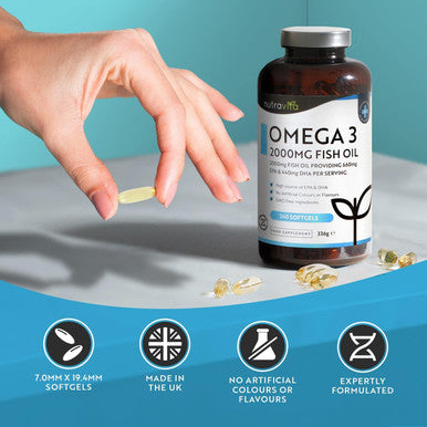 Omega 3 2000Mg With 660Mg Epa & 440Mg Dha Per Serving 240 Softgel Capsules Of Sustainably Sourced High Strength Pure Omega 3 Fish Oil - 4 Months Supply Made In The Uk By Nutravita