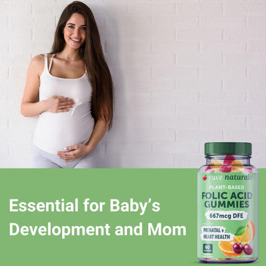 Yuve Prenatal Gummies For Women Folic Acid 667 Mcg Dfe Pregnancy Vitamins Gummies Hormonal Support & Folate Acid Vegan & Natural 60 Ct