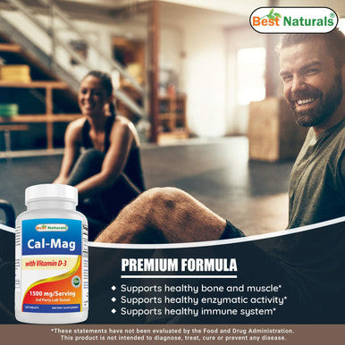 Best Naturals Calcium Magnesium with Vitamin D3 1500mg Serving 180 Tablets (180 Count (Pack of 2))