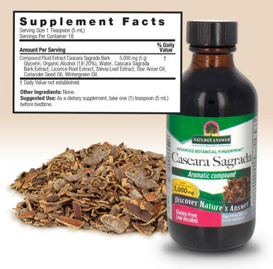Nature'S Answer Cascara Sagrada Bark with Organic Alcohol 5000mg 3oz Liquid | Promotes Regularity | Supports Constipation Relief | Natural Detox | Single Unit Count