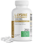 Bronson L-Lysine Extra Strength 1000 MG per Tablet High Potency, Immune Support & Supports Collagen Synthesis, Non-GMO, 250 Vegetarian Tablets