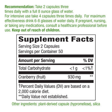 Nature's Way Premium Herbal Cranberry Fruit 930 mg per serving, 100 Capsules