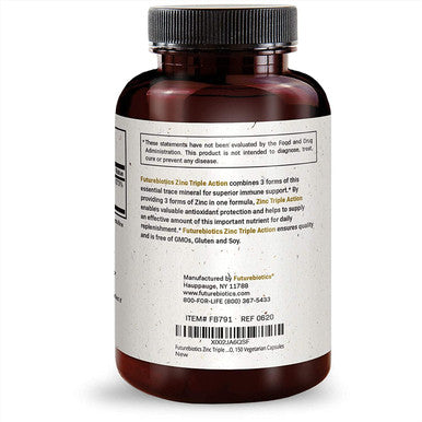 Futurebiotics Zinc Triple Action 30Mg Key Nutrient Blend Immune Support Zinc Supplement With Zinc Acetate, Picolinate & Orotate - Immune, Antioxidant & Skin Health Support - 150 Vegetarian Capsules