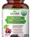 Zazzee Usda Organic Tart Cherry 10:1 Extract, 3000 Mg Strength, 120 Vegan Capsules, 4 Month Supply, Standardized, Concentrated 10