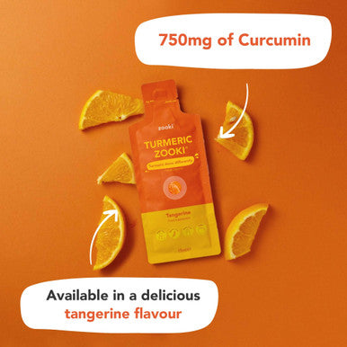 Zooki 750mg Liposomal Curcumin from Turmeric Liquid Sachets | 4X Higher Absorption Clinically Proven | Vegan Allergen Free Natural Ingredients | Tangerine Flavour 30 Servings