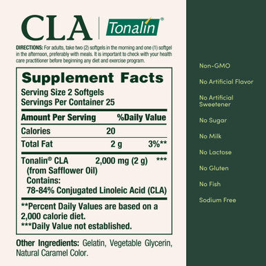 Nature's Bounty Tonalin Pills And Dietary Supplement Diet And Body Support 50 Rapid Release Softgels 1000 Mg