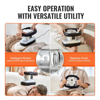 Vevor Chiropractic Massager With Heat And Adjustable Vibration Professional Orbital Handheld Therapeutic Body Massage Tool For Back Neck Shoulder Muscle Pain Relief