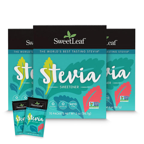 SweetLeaf Stevia Powder Packets Zero Calorie Sweetener with Stevia Leaf Extract No Artificial Sweetener Additive Sugar Keto Friendly Non GMO Gluten 70 Packets (Pack of 2)