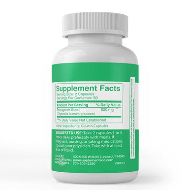 PURE ORIGINAL INGREDIENTS Fenugreek Seed, (100 Capsules) Always Pure, No Additives Or Fillers, Lab Verified
