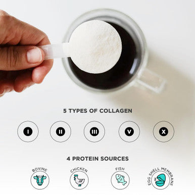 Vital Vitamins Multi Collagen Peptides Powder Unflavored, Easy to Dissolve Type I II III V X for Women and Men Promotes Hair Skin Nails and Joint Health 30 Servings
