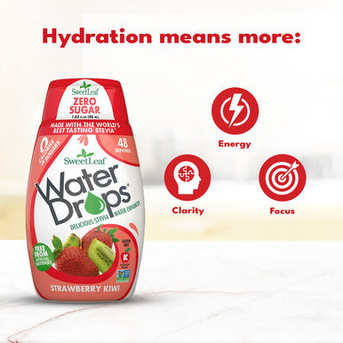 Sweetleaf Water Drops Strawberry Kiwi Sugar- Water Enhancer Drops Stevia & Monk Fruit Sweetener Water Flavoring 1.62 Oz (Pack of 6)