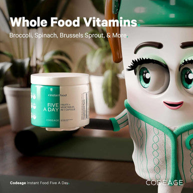 Codeage 5 Servings of Fruits & Veggies Equivalent in 1 Single Capsule - Whole Food Instantfood with 15 Greens & Fruits in All-in-One Pill Eat Vegetables - Vegan Vitamins Supplement - Non-GMO - 30 ct