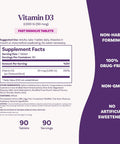 Natrol Fast Dissolve Vitamin D3 2000 Iu Dietary Supplement For Bone And Joint Health Bone Support Supplement 90 Tablets 90 Day Supply