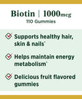 Nature's Bounty Biotin By Nature'S Bounty Vitamin Supplement Supports Healthy Hair Skin And Nails Fruit Flavored Gummies 1000 Mcg 110 Count