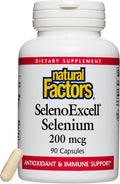 Natural Factors SelenoExcell Selenium 200mcg Antioxidant Immune Support 90 Capsules