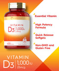 Carlyle Vitamin D3 1000 Iu | 400 Softgels | Non-Gmo And Gluten Free Formula | 25 Mcg